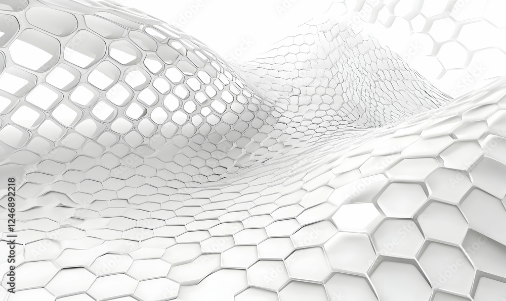 Poster Abstract white background with a hexagonal pattern for technology