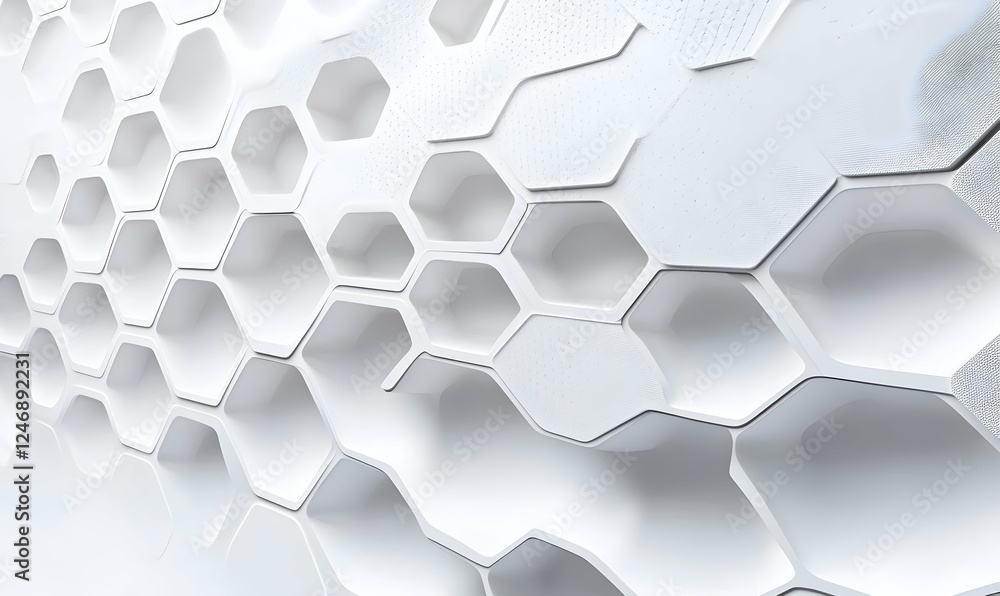 Poster abstract white background with a hexagonal pattern for technology