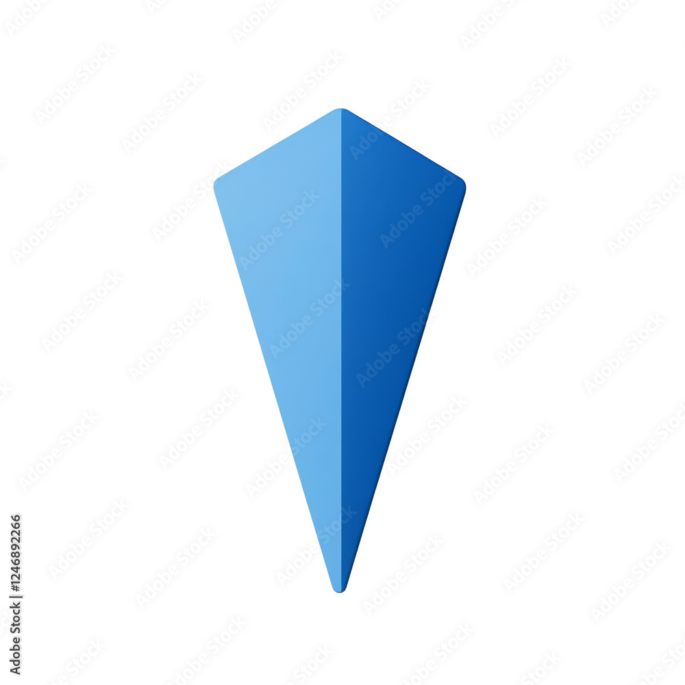 Aufkleber A digitally rendered abstract image featuring a blue geometric shape resembling a stylized arrow or triangle.