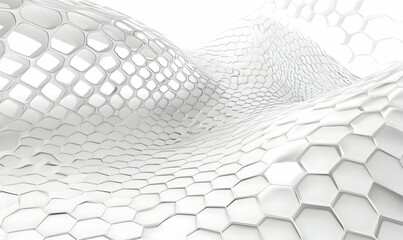 Abstract white background with a hexagonal pattern for technology