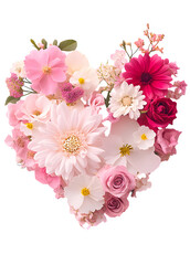 Heart Shaped of Pink and Red Roses on transparent background. Design for Valentine’s Day, Weddings