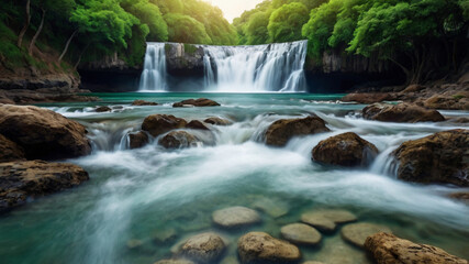 waterfall in the mountains