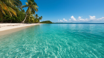 Fototapeta premium tropical haven with white sand and palms