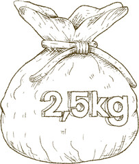 2.5kg zakat Bag for sadaqah - Sketch Style Illustration