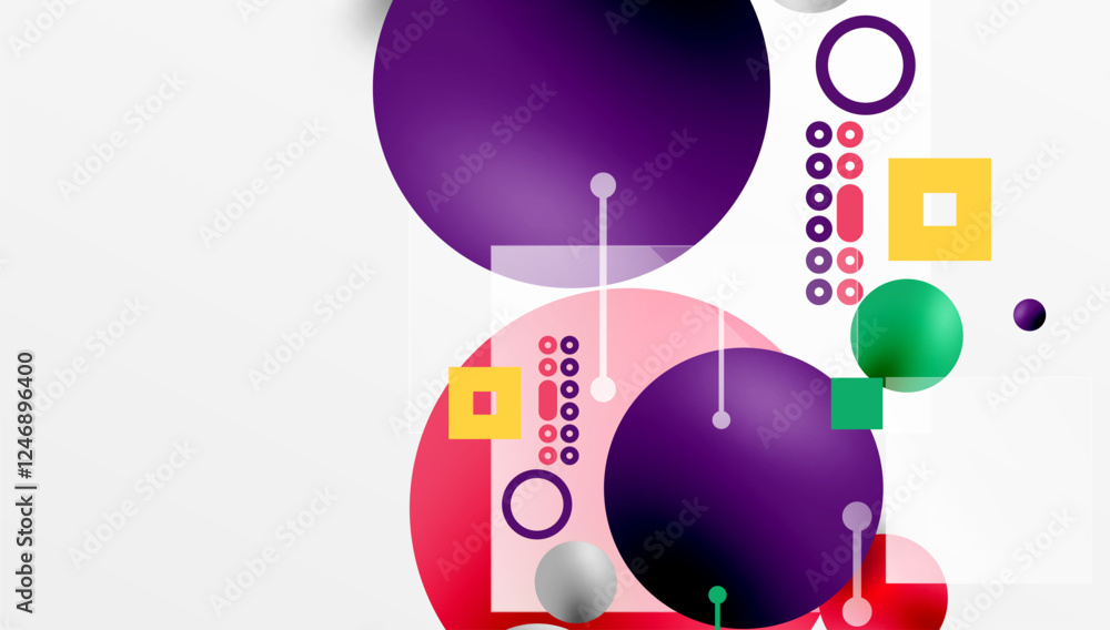 Aufkleber minimalistic abstract vector design, layered geometric shapes circles, squares, and triangles with s
