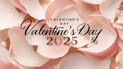 Valentines day 2025 text reflecting soft rose petals luxury look