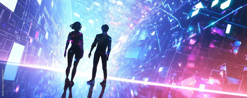 Poster futuristic view of data and digital concepts.