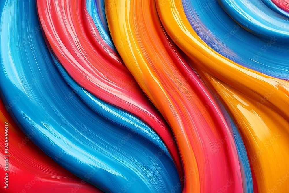 Aufkleber Vibrant Abstract Background with Swirling Multicolored Paint Strokes for Creative Design : Generative AI