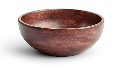 natural wooden bowl on a white background