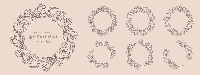 Wreaths circular foliate vector