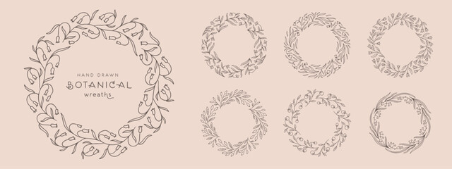 Wreaths circular foliate vector