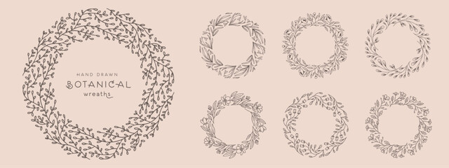 Wreaths circular foliate vector