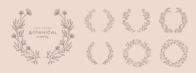 Wreaths circular foliate vector