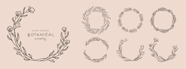 Wreaths circular foliate vector