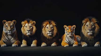 Majestic big cats in a dramatic lineup.