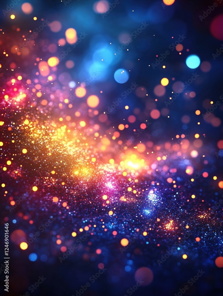 Aufkleber abstract cosmic backdrop with glowing particles and bokeh effect in vibrant colors of space