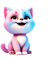 3d Cat characters with rainbow colors 
