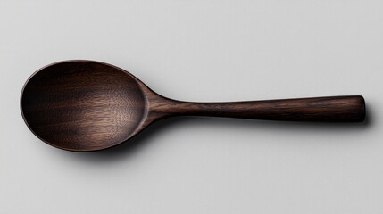 Dark wood spoon, simple background, cooking utensil