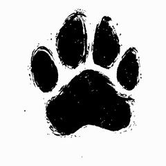 A grunge-style dog paw vector with rough, distressed edges, giving it a raw and artistic appearance. Perfect for pet-themed designs, t-shirts, logos, and branding with a rugged, handmade feel. © Mr. Designer