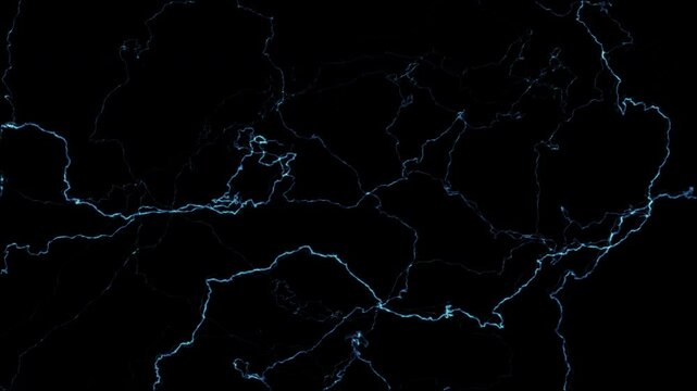 Bright blue lightning bolt with electric sparks and glowing energy PNG effect on a transparent background. Perfect for use in digital art, graphic design, animations, games