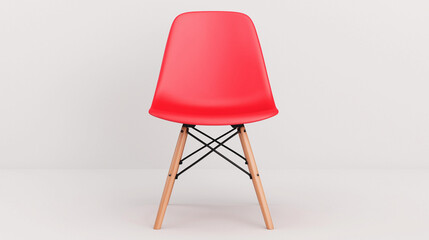 plastic red chair on a white background