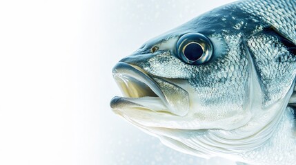Close-up view of a fish, isolated against a white background, showcasing texture and natural patterns