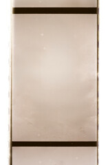 A blank vintage film negative frame with perforations on the sides, featuring a sepia-toned texture and slight scratches, resembling old analog photography materials.