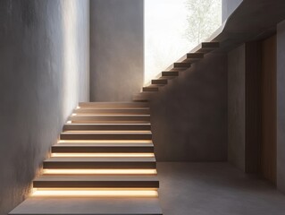 Obraz premium A staircase with a window above it