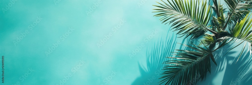 Aufkleber Tropical beach with coconut palm tree and turquoise water creating a serene getaway for relaxation and reflection. Generative AI