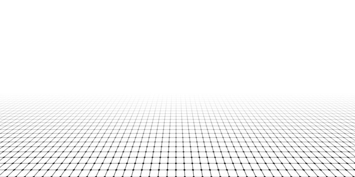 Perspective grid background. Geometric lines technology landscape. Abstract wireframe digital space. Vanishing point grid for website, gaming interfaces. Vector concept