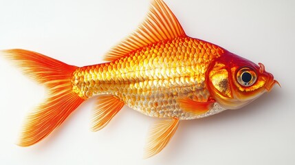 Fototapeta premium Detailed fish with fine scales, displayed against a bright white background to emphasize texture