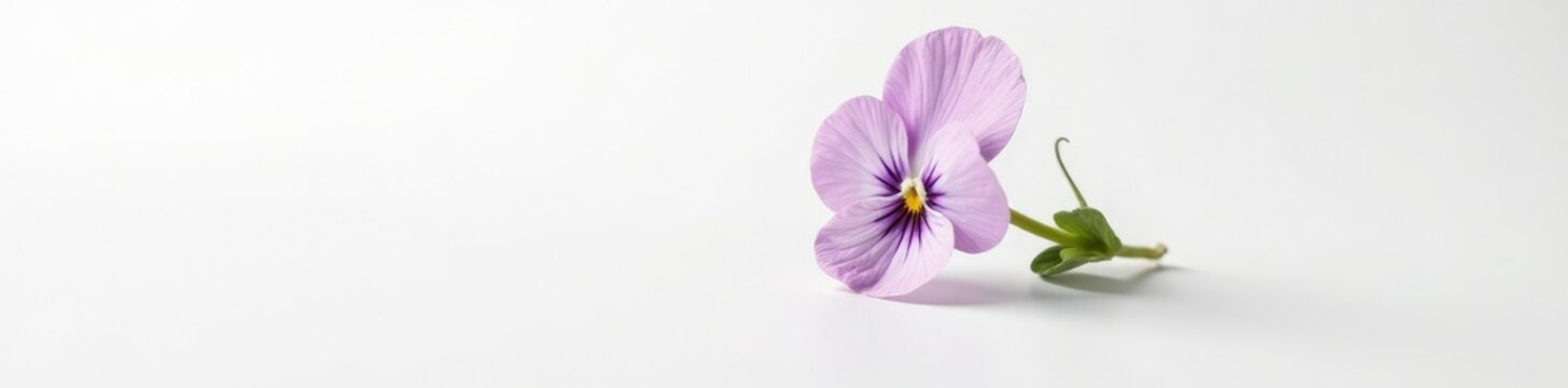 A single large pansey flower against a simple white surface, colorful, isolating background, pansies