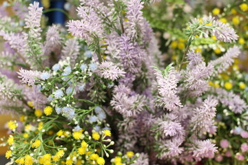 different artificial flowers