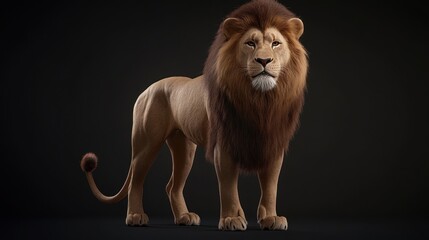 Obraz premium Majestic African Lion: A 3D Render of a Powerful Male Lion