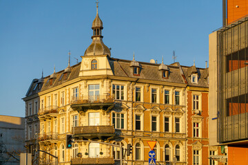 Fototapeta premium historic beautiful urban architecture with sunlight.