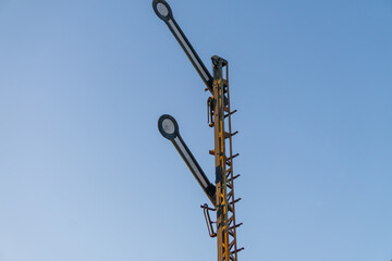 old semaphore as a decoration of the railway station.