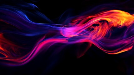 Abstract flowing flame graphic with dynamic and swirling fire motion on a black background