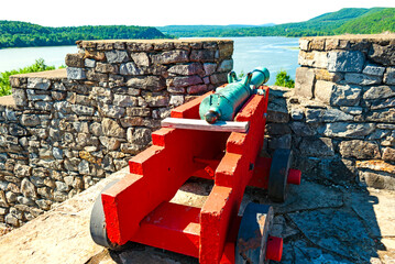 Cannons displayed at the Fort Ticonderoga, a large 18th-century star fort built by the French at a...