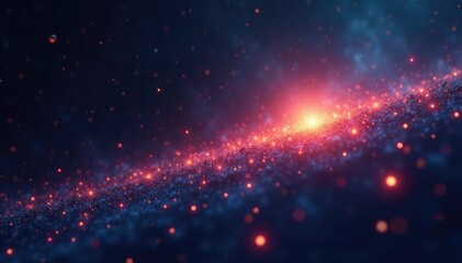 Fototapeta premium Tiny luminescent orbs suspended in a vast dark canvas, ambient, ethereal, cosmic rays