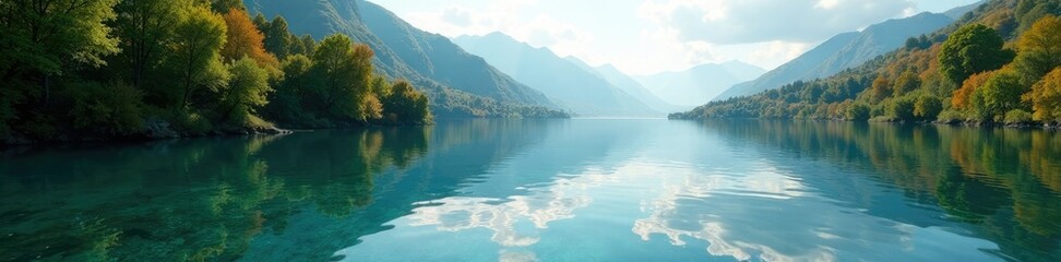 Obraz premium The water of Lake Viverone shines like polished copper, lake, water, viverone