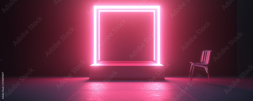 Poster neon light frame with empty space for creativity.