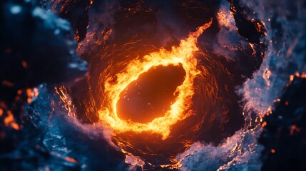 Dynamic Fire Swirl Animation with Detailed Flames and a Dark Energetic Background