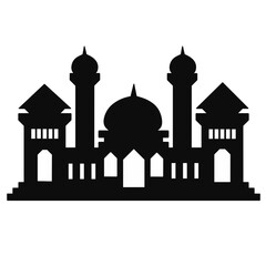 Illustration of Islamic mosque silhouette vector. Islamic building vector design illustration, mosque icon vector with Ramadan theme, Eid al-Fitr, Isra Miraj and Islamic theme