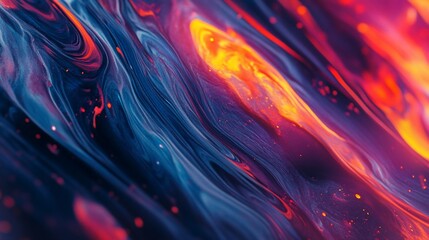 Abstract dynamic fluid artwork with swirling patterns of fire and molten colors
