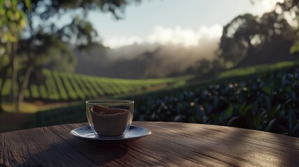 Serene Tea Plantation Sunrise: A Moment of Tranquility