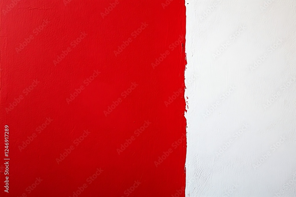 Poster bold red and white abstract color block painting with textured brush strokes : generative ai
