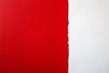 Bold Red and White Abstract Color Block Painting with Textured Brush Strokes : Generative AI