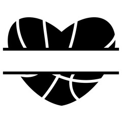 Basketball Heart Shape Split border