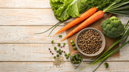 Fresh Organic Vegetables and Healthy Ingredients on Rustic Table