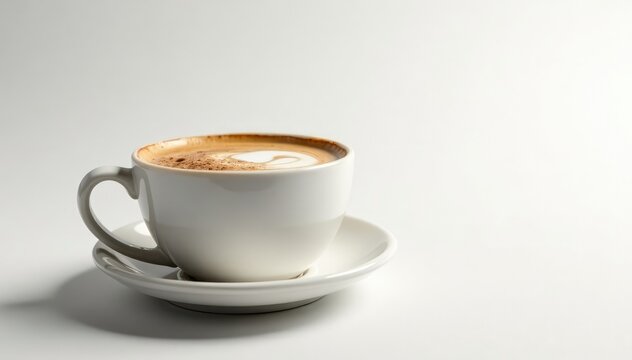 Mocha coffee against a contrasting bright white background with depth effect, mocha, dark liquid